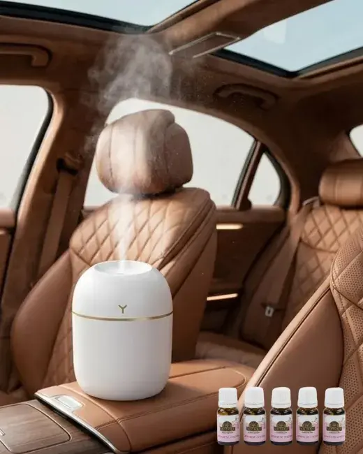 Aromaterapi Özellikli Mini Hava Nemlendirici 5 Esans Hediyeli LED Işıklı Difüzör