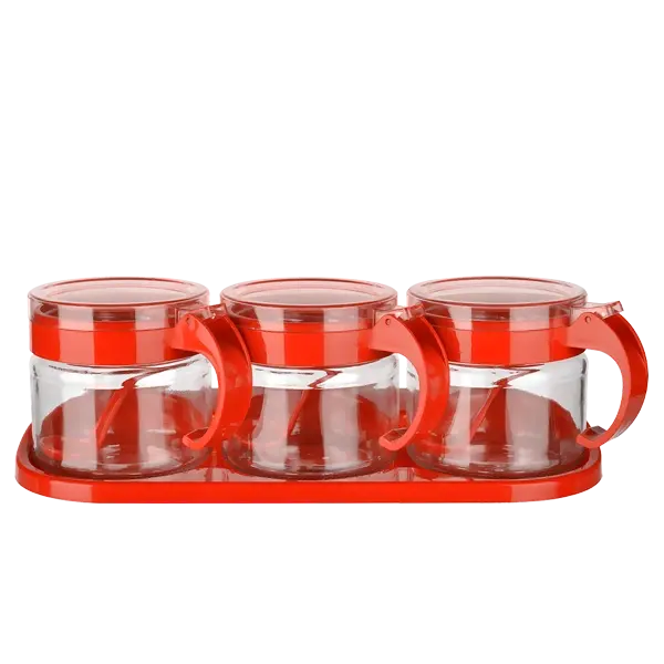 Baharat Seti 3 Adet Kaşıklı Standlı Cam Baharatlık