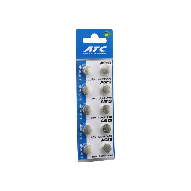 Atc Alkaline Button Battery ( Ag13 ) ( Lr-44/a76 ) ( Düğme Pil ) ( Alkalin ) ( 1.5v ) ( 10lu Kart )*400
