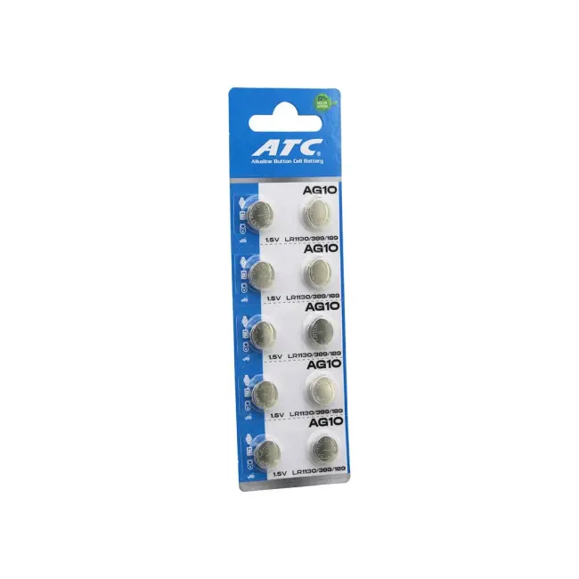 Atc Alkaline Button Battery ( Ag10 ) ( Lr-1130/389/189 ) ( Düğme Pil ) ( Alkalin ) ( 1.5v ) ( 10lu Kart )*400