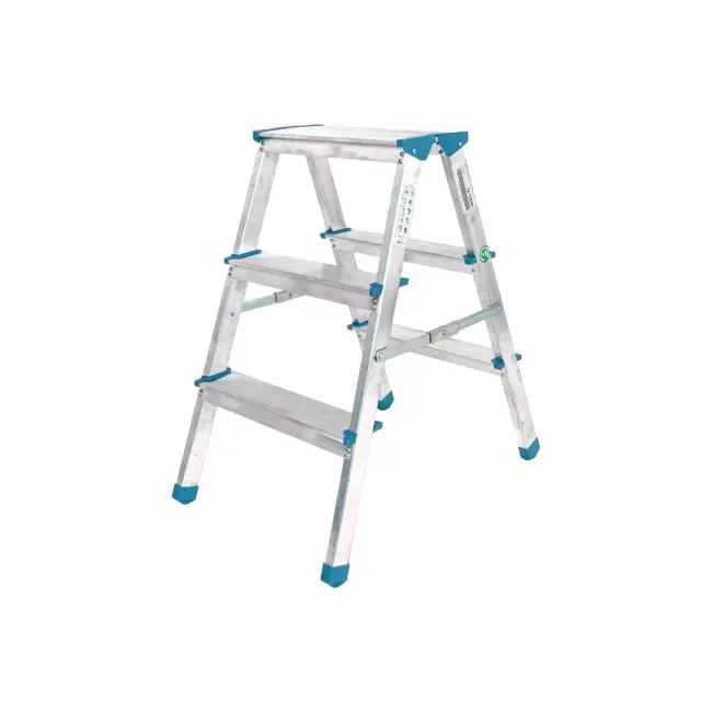 Çift Basamaklı Alüminyum Metal Merdiven Yükseklik 69cm Baş Genişlik 8cm