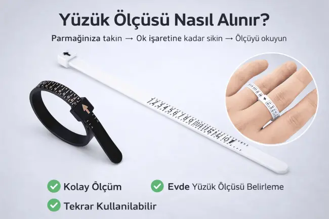 Yüzük Ölçüsü Alma Aleti Parmak Yüzük Ölçer Aparatı Ring Sizer Yüzük Ölçme Ölçü Seti - 2 adet