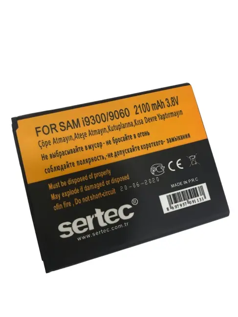 Sertec - Samsung Galaxy S3 İ9300 / 9060 / 9082 Uyumlu Batarya