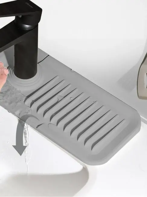 Elastik Mutfak Banyo Musluk Matı Düzenleyici Kaydırmaz Taban Organizer Lavabo Kenar Matı