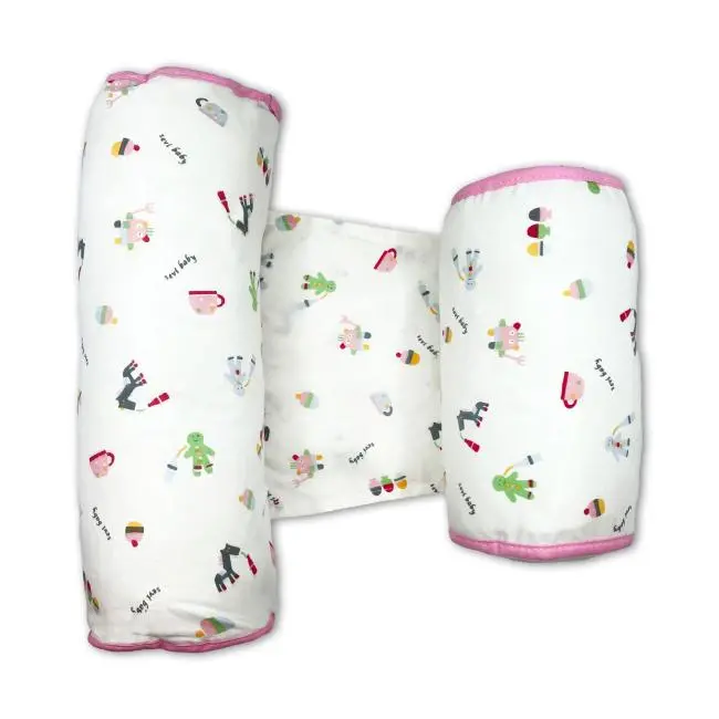 Sevi Bebe Yuvarlak Güvenli Yan Yatış Yastığı - Pembe Desenli