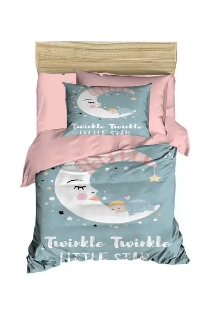 Dijital Baskılı 3d Pamuklu Yenidoğan Bebek Nevresim Takımı Sleeping Moon