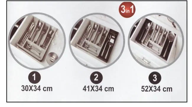 Kayar Kaşıklık Organizeri - 3 Aşamalı Sürgülü - Sağ Sol Açılır