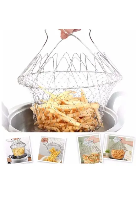 Çok Fonksiyonlu Pratik Süzgeç Katlanır - Kızartma Haşlama Aparatı -chef Basket