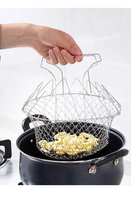 Çok Fonksiyonlu Pratik Süzgeç Katlanır - Kızartma Haşlama Aparatı -chef Basket