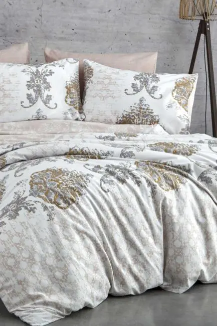 Çift Kişilik Nevresim Takımı Pamuklu Bej Asalet