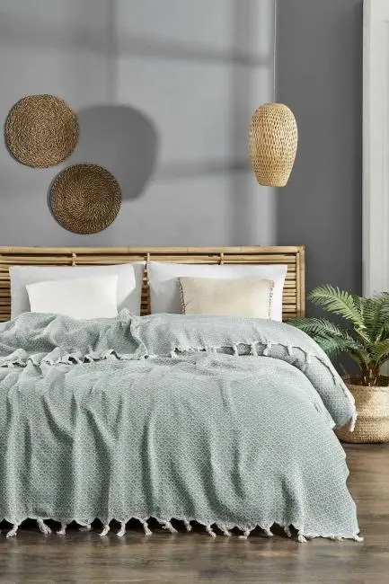 Çift Kişilik Yatak Pikesi Deniz Yeşil 200 x 230 Cm