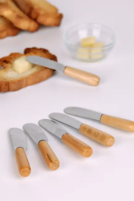 Tereyağı Bıçağı - Mini Spatula Ahşap Saplı 6 Adet