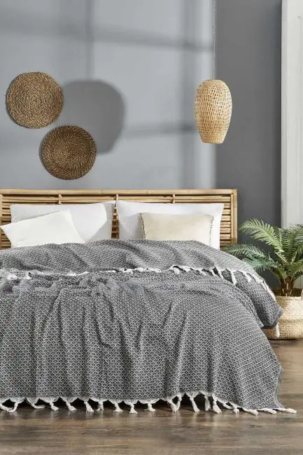 Çift Kişilik Yatak Pikesi Deniz Antrasit 200 x 230 Cm