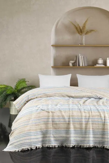 Çift Kişilik Yatak Pikesi Güneş Bej 200 x 230 Cm