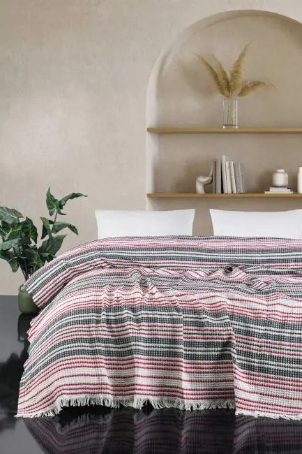 Çift Kişilik Yatak Pikesi Güneş Kırmızı Lacivert 200 x 230 Cm