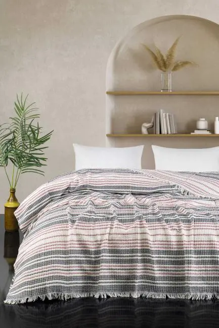 Çift Kişilik Yatak Pikesi Güneş Pudra Gri 200 x 230 Cm