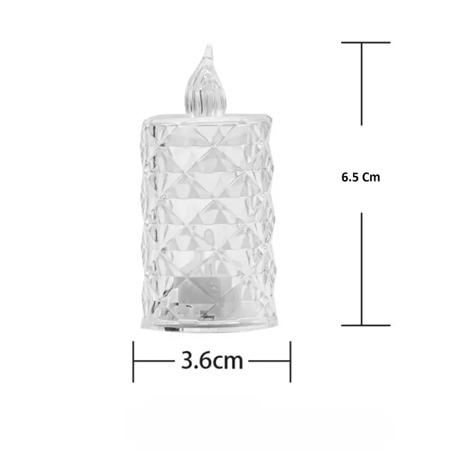 Led Mum Şeffaf Kristal Led Mum Pilli Alevsiz Çay Mumu Düğün Doğum Günü Ortam Işığı Midi