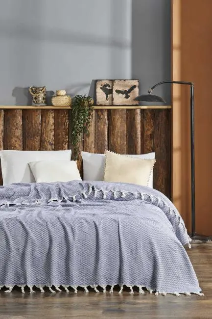 Çift Kişilik Yatak Pikesi Yelda Mavi 200 x 230 Cm