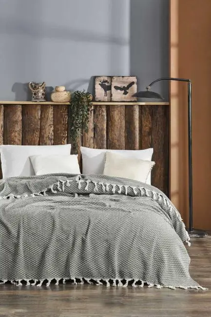 Çift Kişilik Yatak Pikesi Yelda Haki 200 x 230 Cm