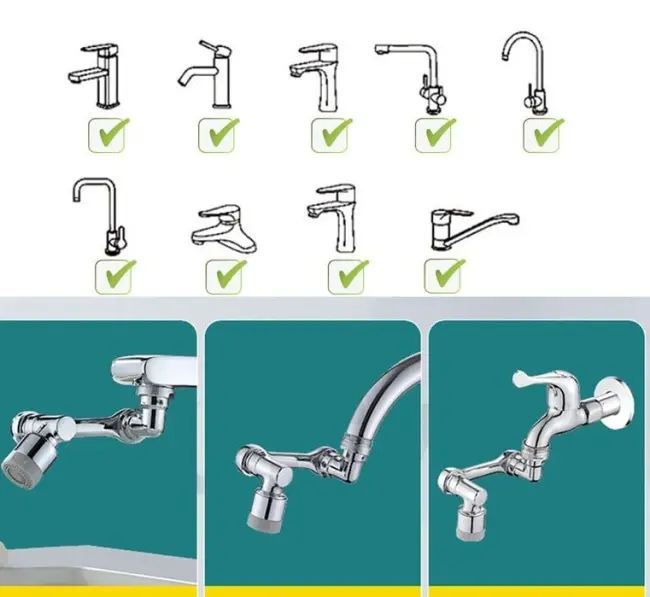 1080 Derece Dönebilen Robotik Kol Musluk Başlığı - Musluk Uzatma Aparatı Ucu