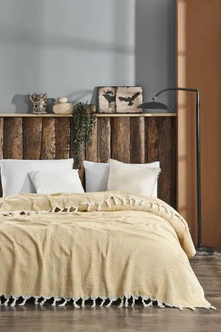 Çift Kişilik Yatak Pikesi Yelda Sarı 200 x 230 Cm