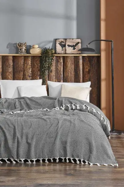 Çift Kişilik Yatak Pikesi Yelda Antrasit 200 x 230 Cm