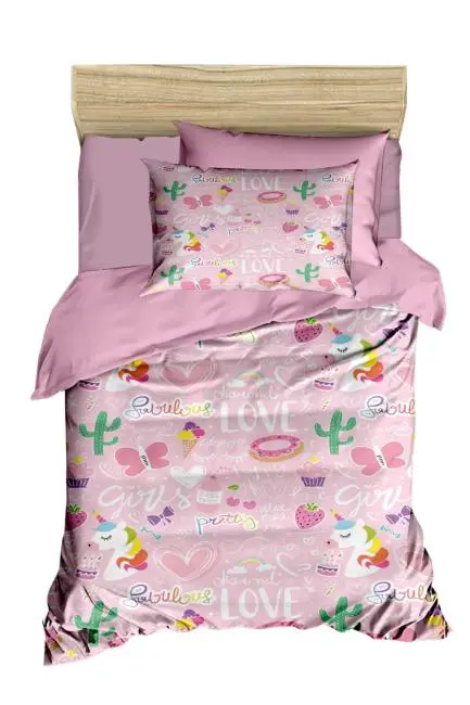 Dijital Baskılı 3d Pamuklu Yenidoğan Bebek Nevresim Takımı Girl Love