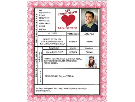 Aşk Cumhuriyeti Tapusu