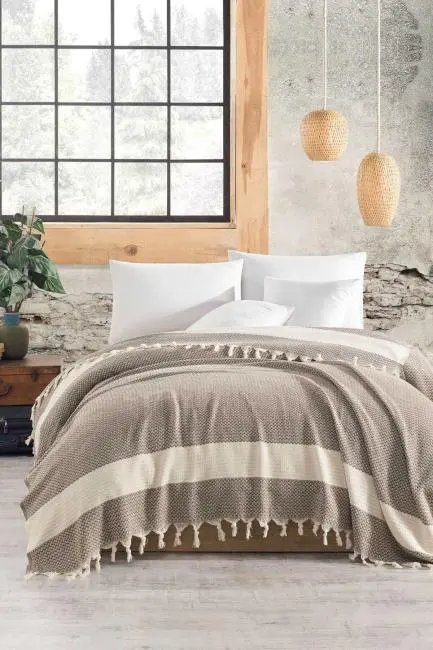 Çift Kişilik Yatak Pikesi Luna Kahve 200 x 230 Cm