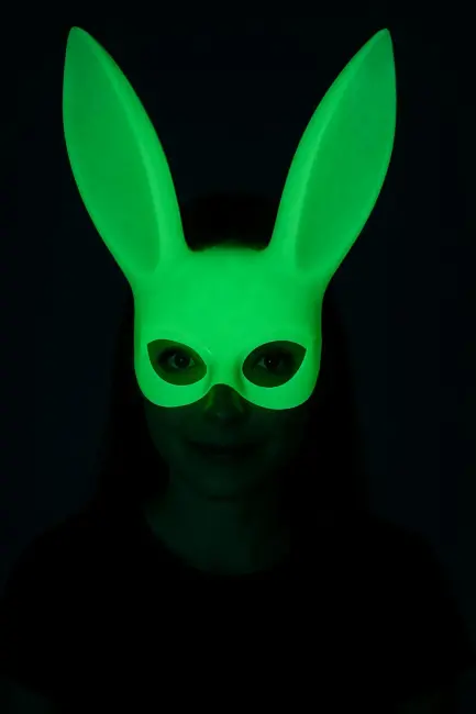Karanlıkta Parlayan Fosforlu Tavşan Maskesi – Glow Bunny Masquerade Maske (32x22 Cm)
