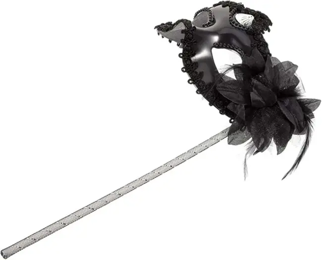 Siyah Işıltılı Tutmalı Fotoğraf Çekimi Maskesi 18x29 Cm