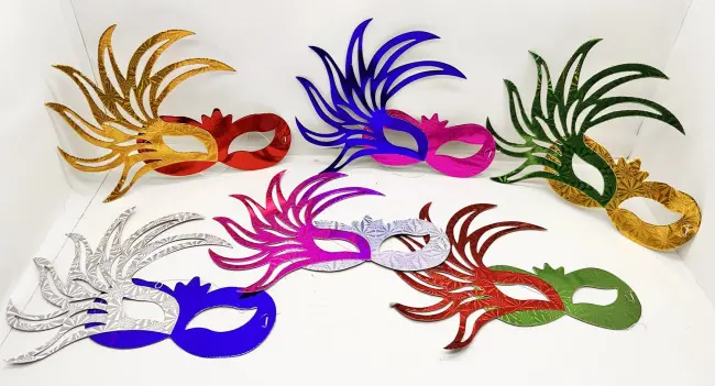 6&amp;#39;lı Renkli Balo Maskesi Seti | Karton &amp; Lastikli (yetişkin-çocuk Uyumlu)