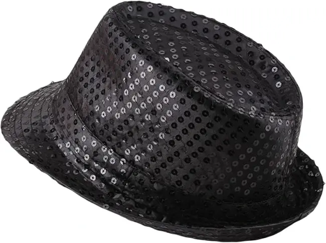 Çocuk Boy Siyah Payetli Şapka Gösteri Şapkası Michael Jackson Şapkası 54 No
