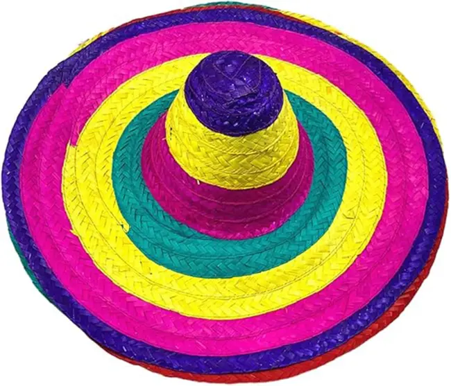 Sombrero Meksika Şapkası Renkli Örme Hasır Yetişkin Boy