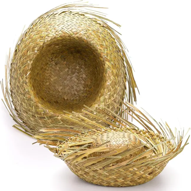 Tropikal Parti Naturel Hasır Hawaii Şapkası 13x36 Cm