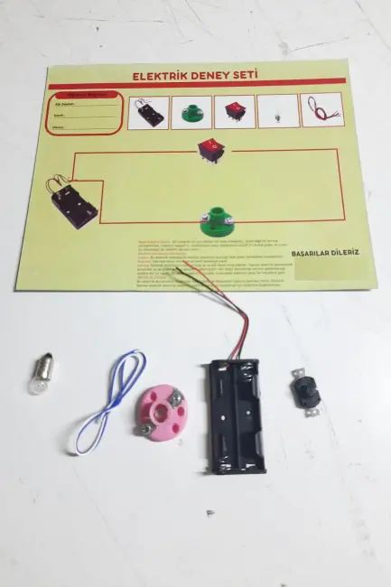 Okul Deney Seti - Elektrik Seti Ampul - Pil Yatağı - Duy -düğme Seti
