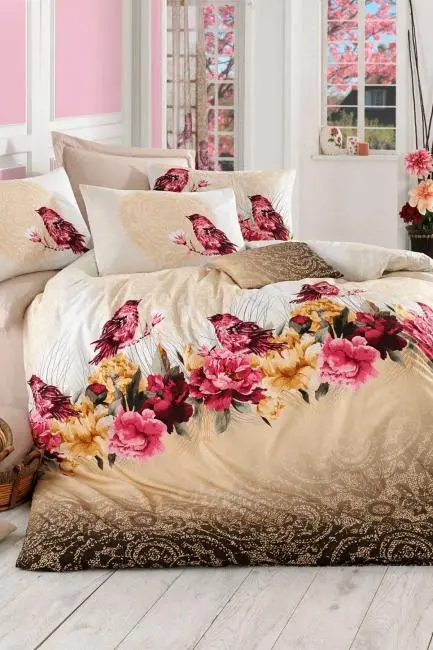 Çift Kişilik Ranforce Nevresim Takımı %100 Pamuklu Çalıkuşu