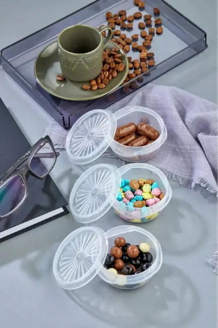 9 Lu Yelpaze Kapaklı Şeffaf Mini Sosluk - Ketçap Mayonez Kabı- Kahve Yanı Şeker Lokumluk