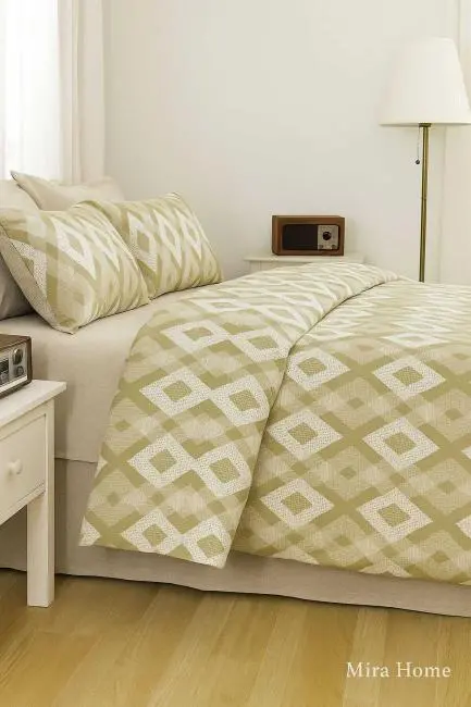 Çift Kişilik Pamuklu Nevresim Takımı İç İçe Baklava Desen