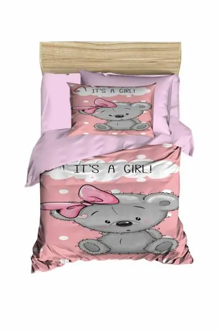 Yenidoğan Kız Bebek Nevresim Takımı %100 Pamuklu İts A Girl