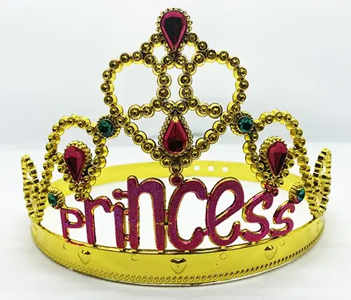 Prenses Yazılı Altın Renk Ayarlanabilir Parti Tacı 60 Cm