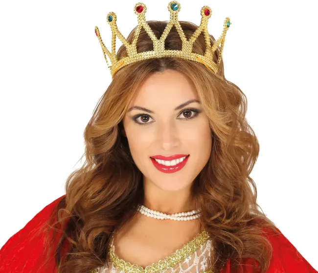 Altın Renk Çocuk Ve Yetişkin Uyumlu Kraliçe Tacı Prenses Tacı 8x25 Cm