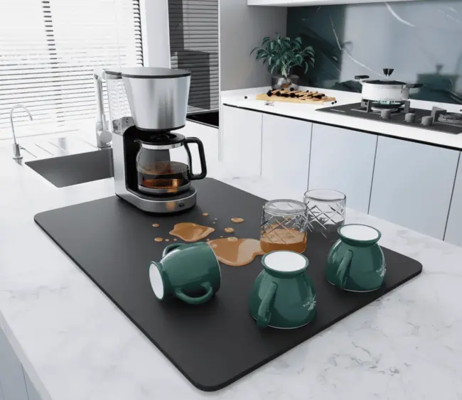 Çay Makinesi Altlığı Su Emici Kaymaz Taban Tezgah Koruyucu Kurulama Matı