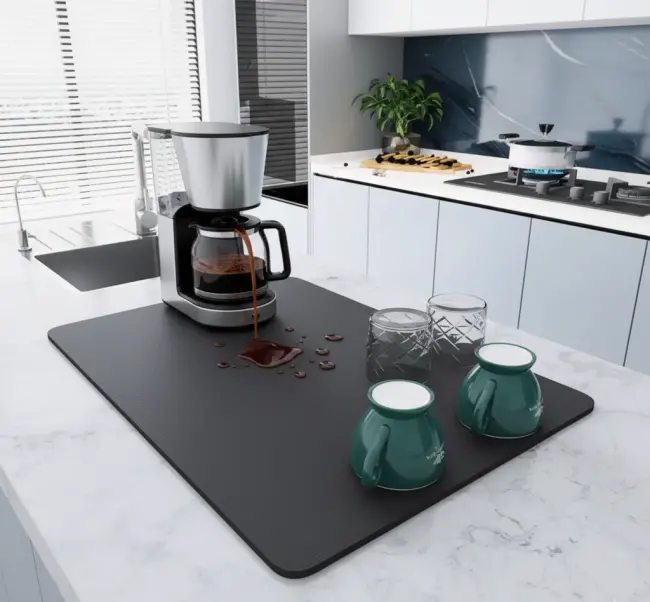 Çay Makinesi Altlığı Su Emici Kaymaz Taban Tezgah Koruyucu Kurulama Matı
