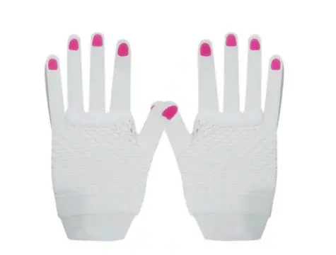 Kısa Fosforlu File Eldiven - Beyaz