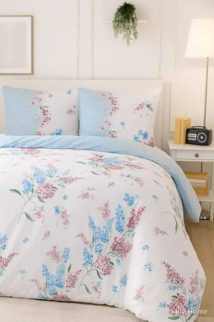 Çift Kişilik Pamuklu Nevresim Takımı Krizantem Desenli