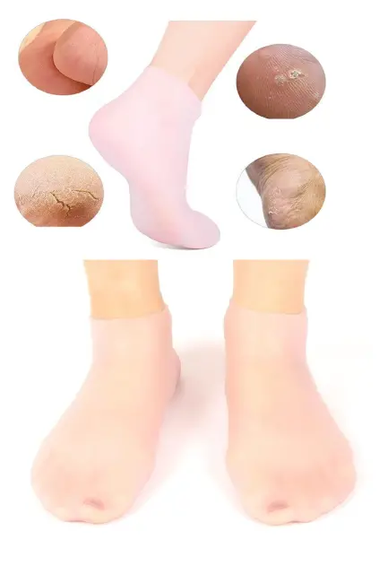 1 Çift Silikon Jel Topuk Nemlendirici Çorap Ayak Bakımı Çatlama Koruyucu Krem Çorabı
