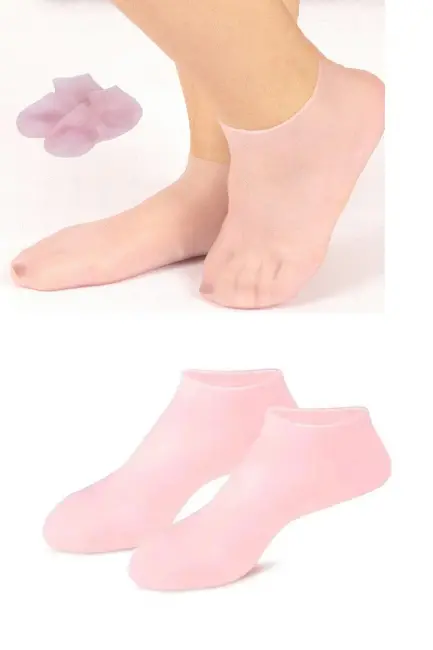 1 Çift Silikon Jel Topuk Nemlendirici Çorap Ayak Bakımı Çatlama Koruyucu Krem Çorabı