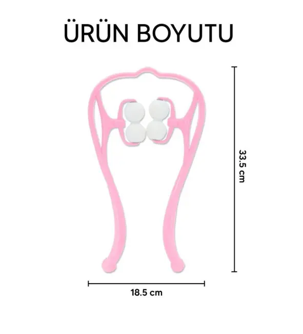 Boyun Bacak Ayak Bel Masaj Aleti Çok Fonksiyonlu Manuel 4 Tekerlekli - Pembe