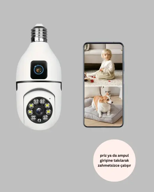 360 Derece Panoramik WiFi Kamera – Full HD Ev Güvenlik Sistemi